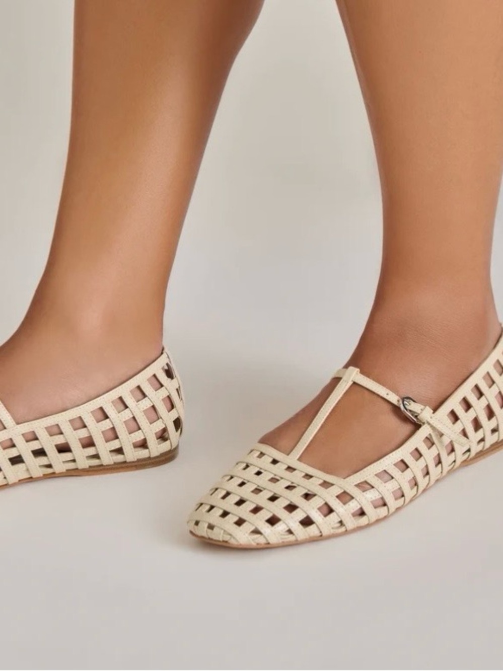 Dolce Vita Cream Woven T-Strap Flats